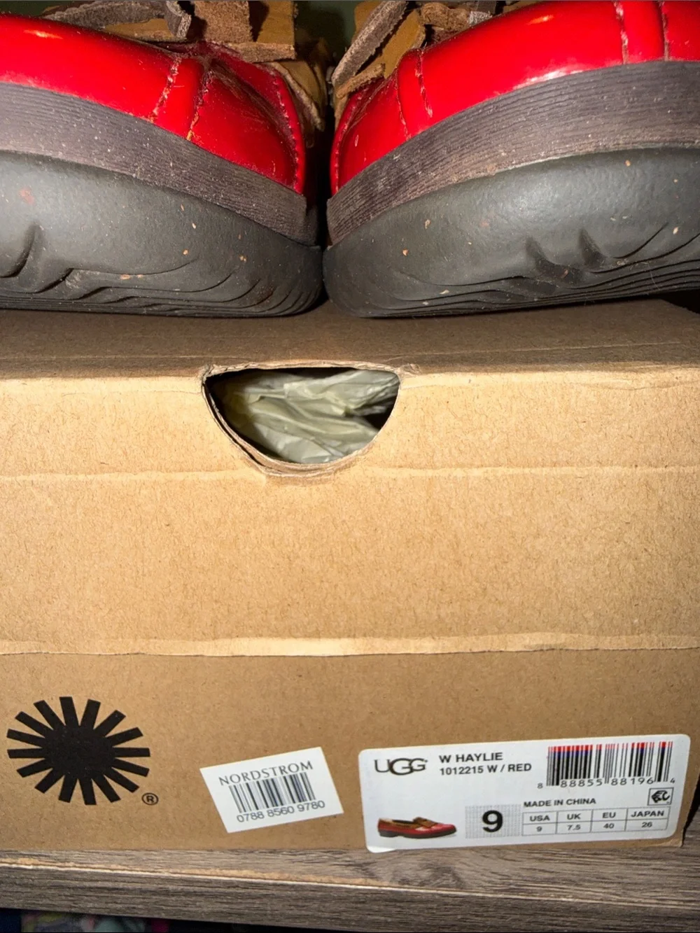 UGG moccasins glossy